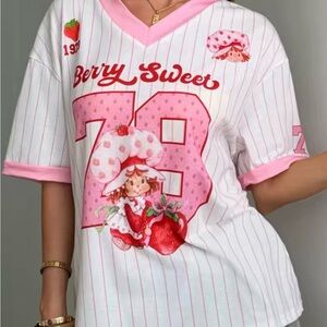 Berry Sweet Pink Graphic V-Neck Tee